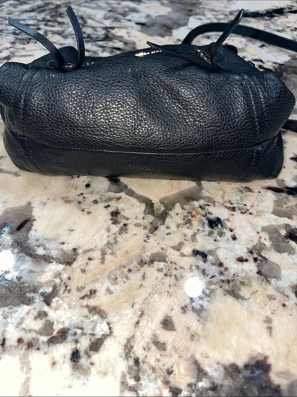 MICHAEL Michael Kors Black Leather Satchel with Gold Eyelet Accents